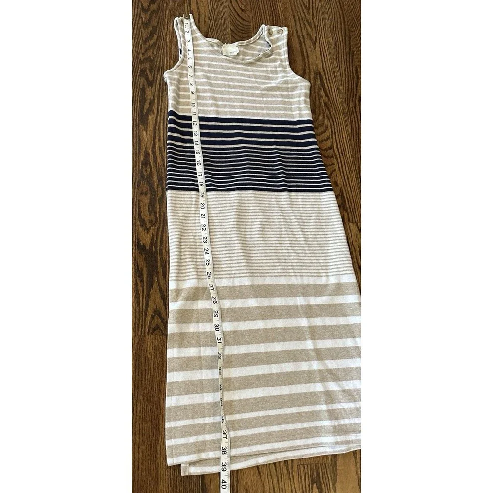 VTG New York Bonnie Jean Girls Size 14 Neutral Striped Cotton‎ Blend Tank Dress